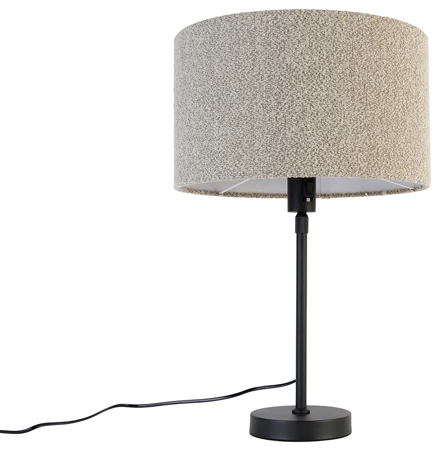 Stolná lampa čierna nastaviteľná s buklým tienidlom taupe 35 cm - Parte