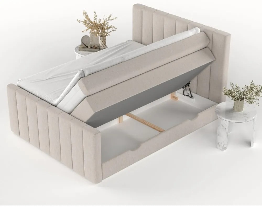 Béžová boxspring posteľ s úložným priestorom 180x200 cm Ruby – Maison de Rêve