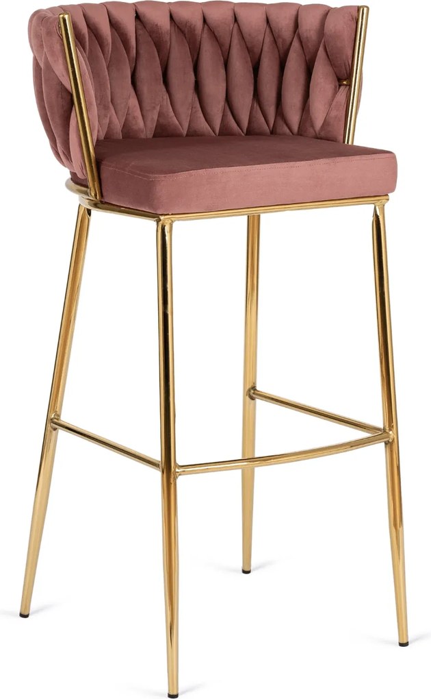 PROXIMA.store - Luxusná barová stolička FLORES FARBA: ružová, FARBA NÔH: zlatá