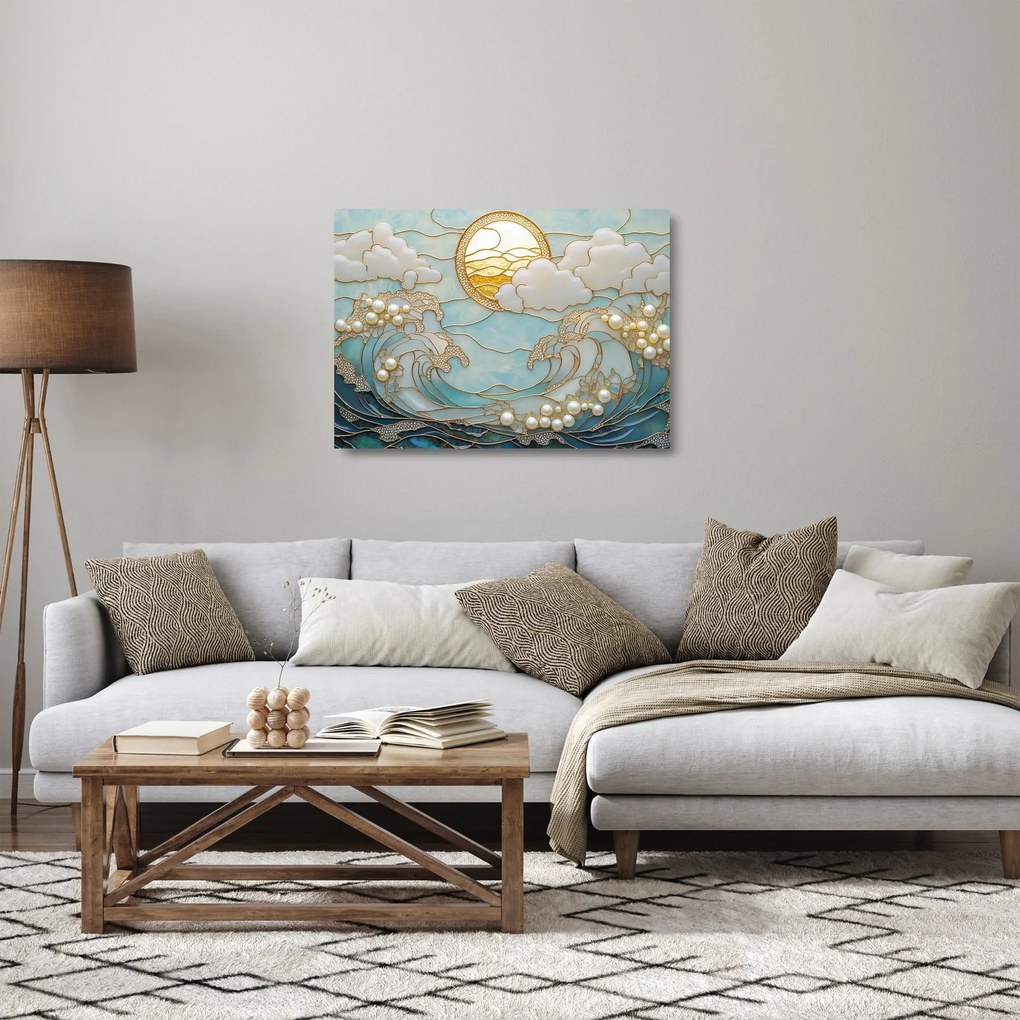 Sklenený obraz - 3D perly v oceáne (70x50 cm)