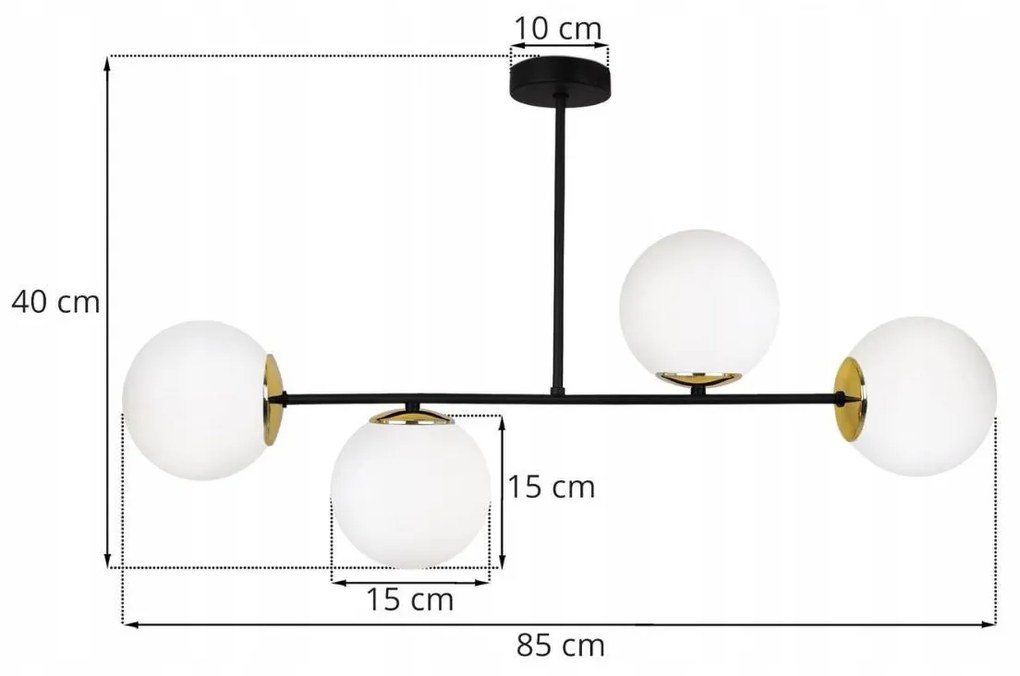 Stropné svietidlo FLORENCE, 4x biele sklenené tienidlo, (výber zo 4 farieb uchytenia)