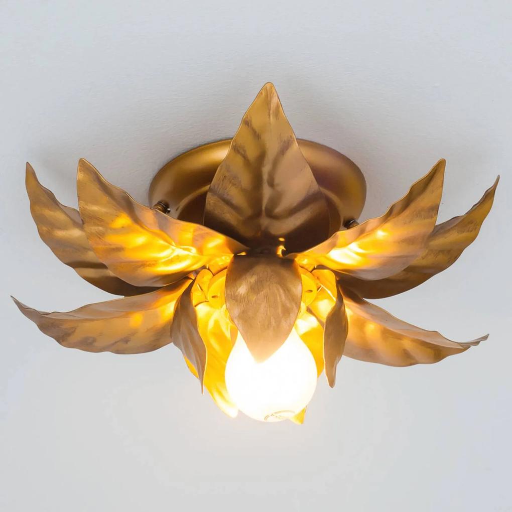 Stropné svietidlo ANTIK so zlatými listami 26 cm