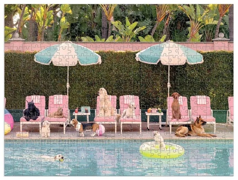 Galison Puzzle obojstranné Psy v hoteli Beverly Hills 500 dielikov