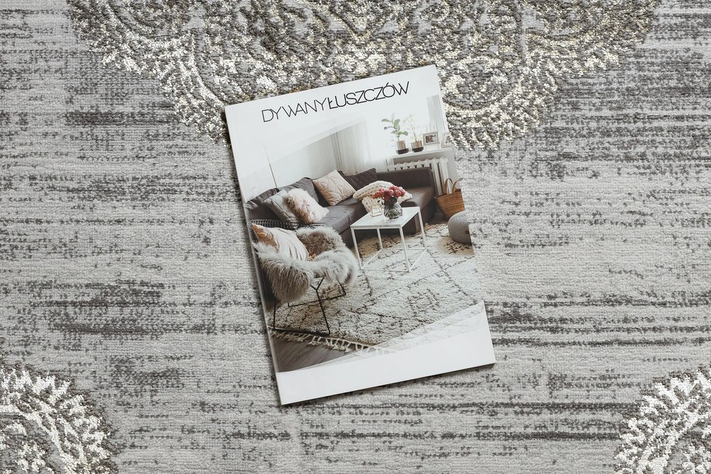 Koberec LIRA E1468 Rozeta, glamour, sivo - zlatý