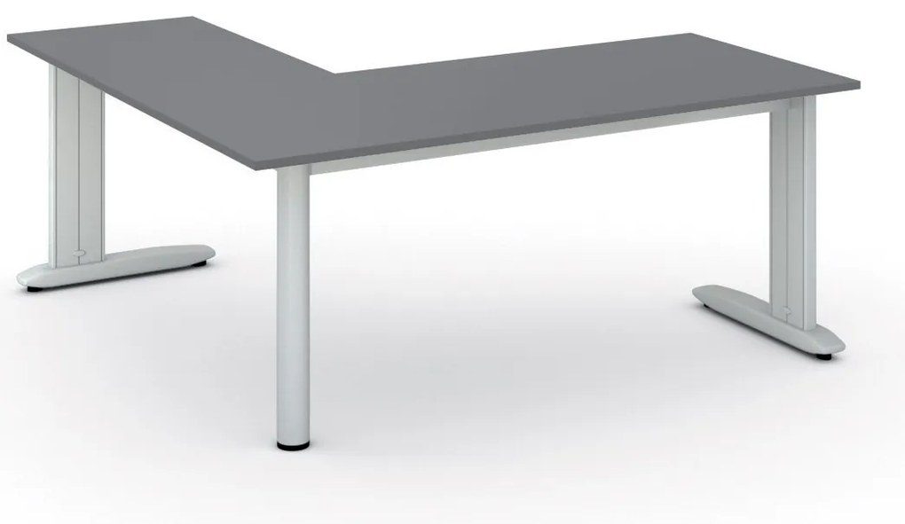 Rohový kancelársky písací stôl PRIMO FLEXIBLE, 180x180 cm, grafit