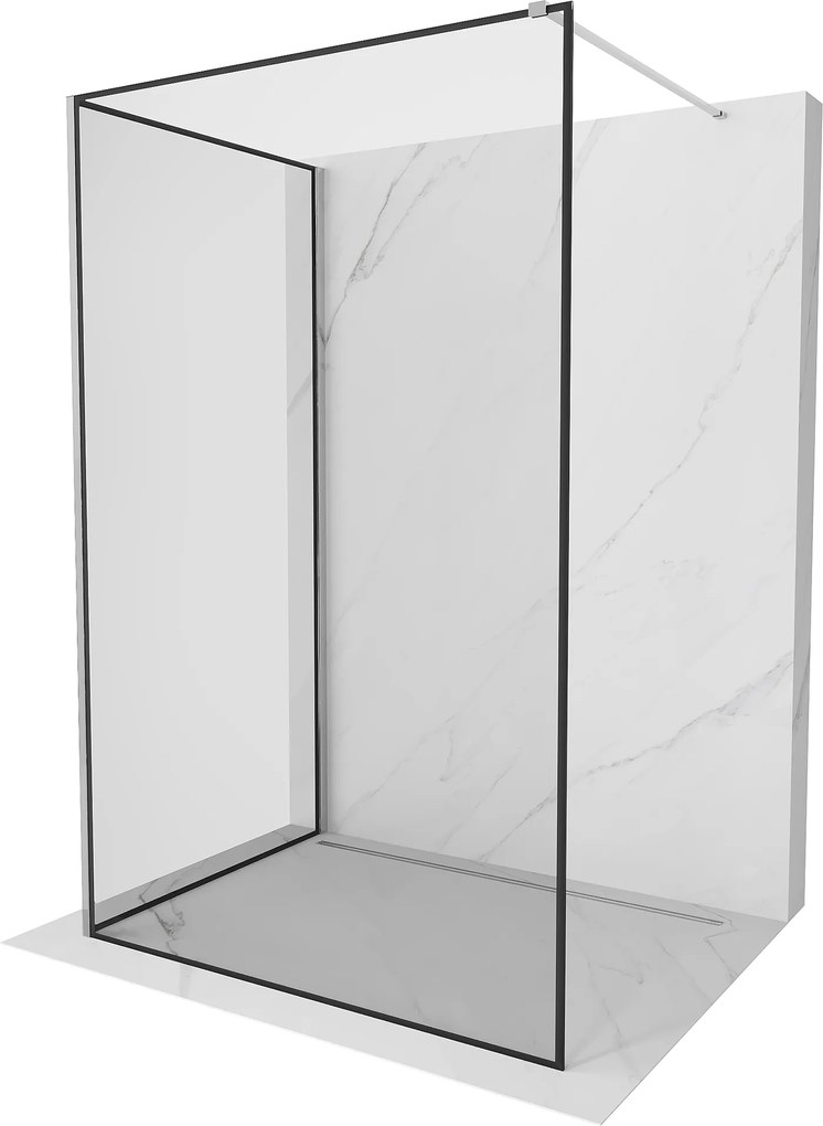 Mexen Kioto, 2-stenová sprchová zástena Walk-In 130 x 120 cm, 8mm číre sklo čierny vzor, chrómový profil, 800-130-212-01-70-120