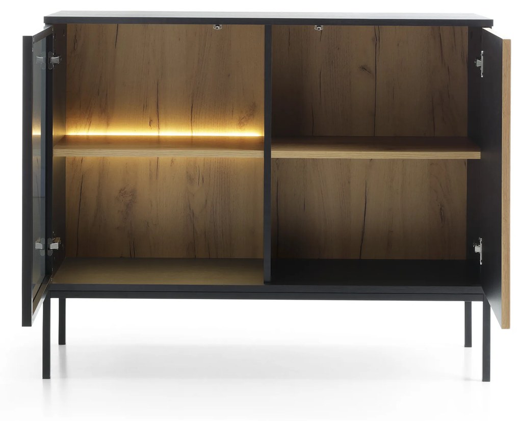 Komoda Sento s LED osvetlením 104 cm dub wotan/čierna