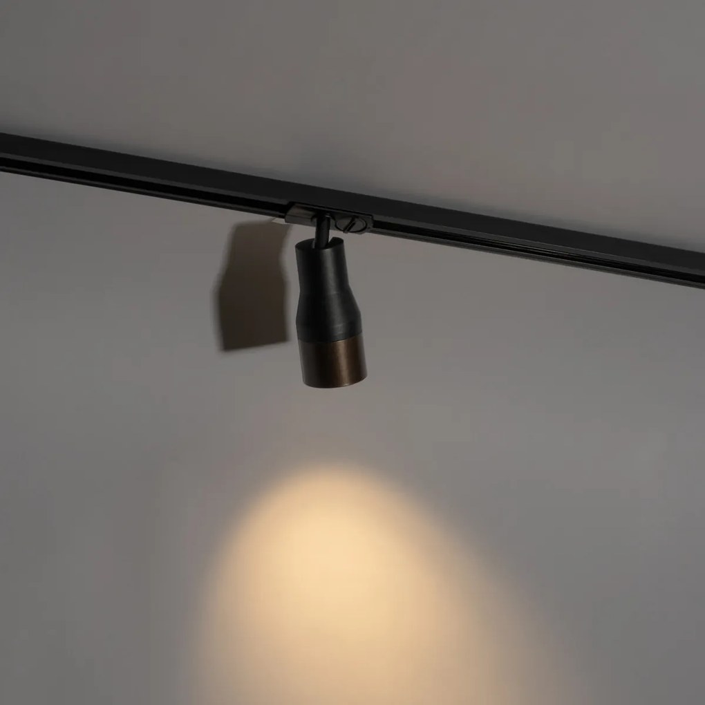 Moderné bodové svetlo čierne s tmavou bronzou pre koľajnicový systém 1-fázový - Iconic Kohua
