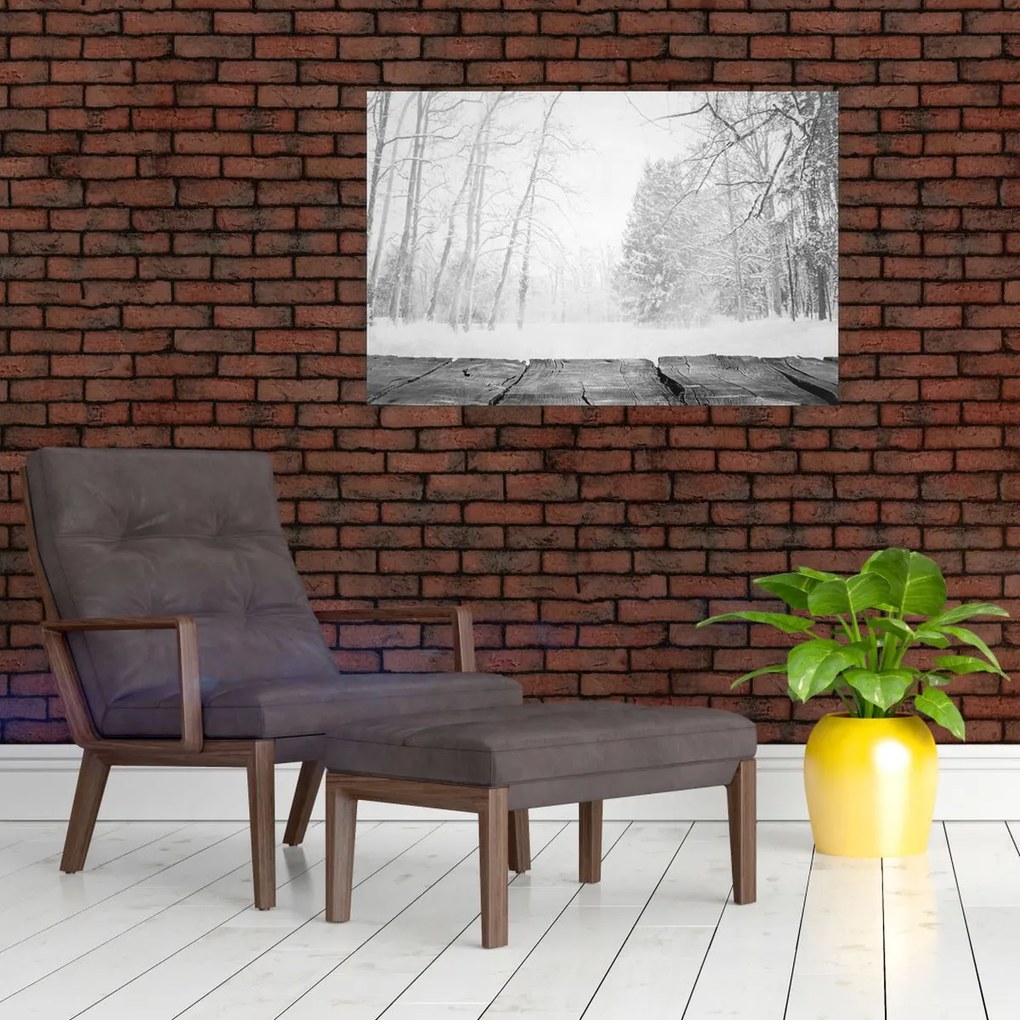 Obraz - Drevené mólo v zime (90x60 cm)