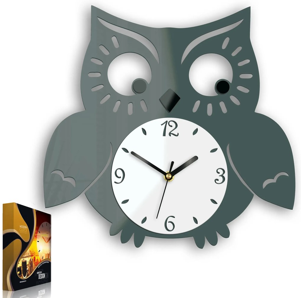 Nástenné hodiny Owl sivé