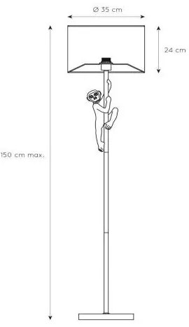 Lucide 10702/81/30 - Stojacia lampa CHIMP 1xE27/60W/230V 150cm