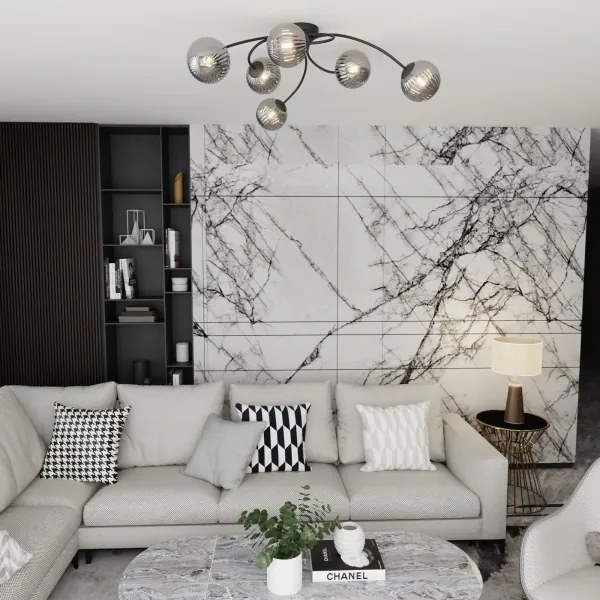 Prisadený luster VIBRA 6xE14/10W/230V čierna/šedá