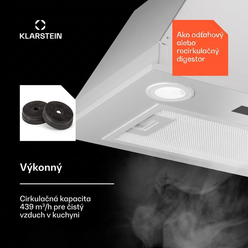 Klarstein Paolo 52 vstavaný Digestor 52 cm 439 m³/h LED Touch A++