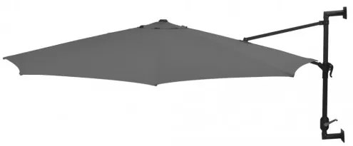 vidaXL Nástenný slnečník s LED a kovovou tyčou 300 cm antracitový-