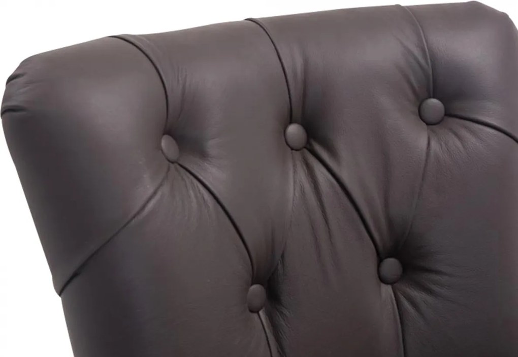 Barová stolička Buckingham - koža, drevené nohy tmavá antik - Hnedá