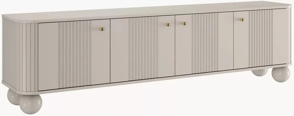 TV skrinka Vesper 4D 187 cm - kašmír / zlaté úchytky / guľové nohy