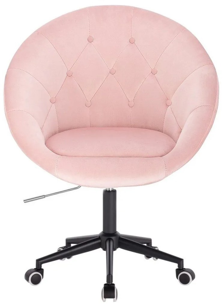 LuxuryForm DESIGN Kreslo VERA VELUR na čiernej podstave s kolieskami - svetlo ružové