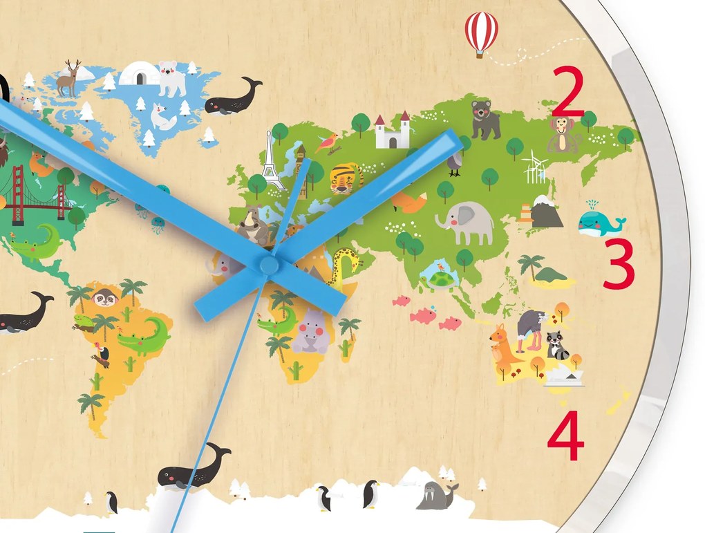 Dětské nástěnné hodiny Mirro Svět 30 cm vícebarevné