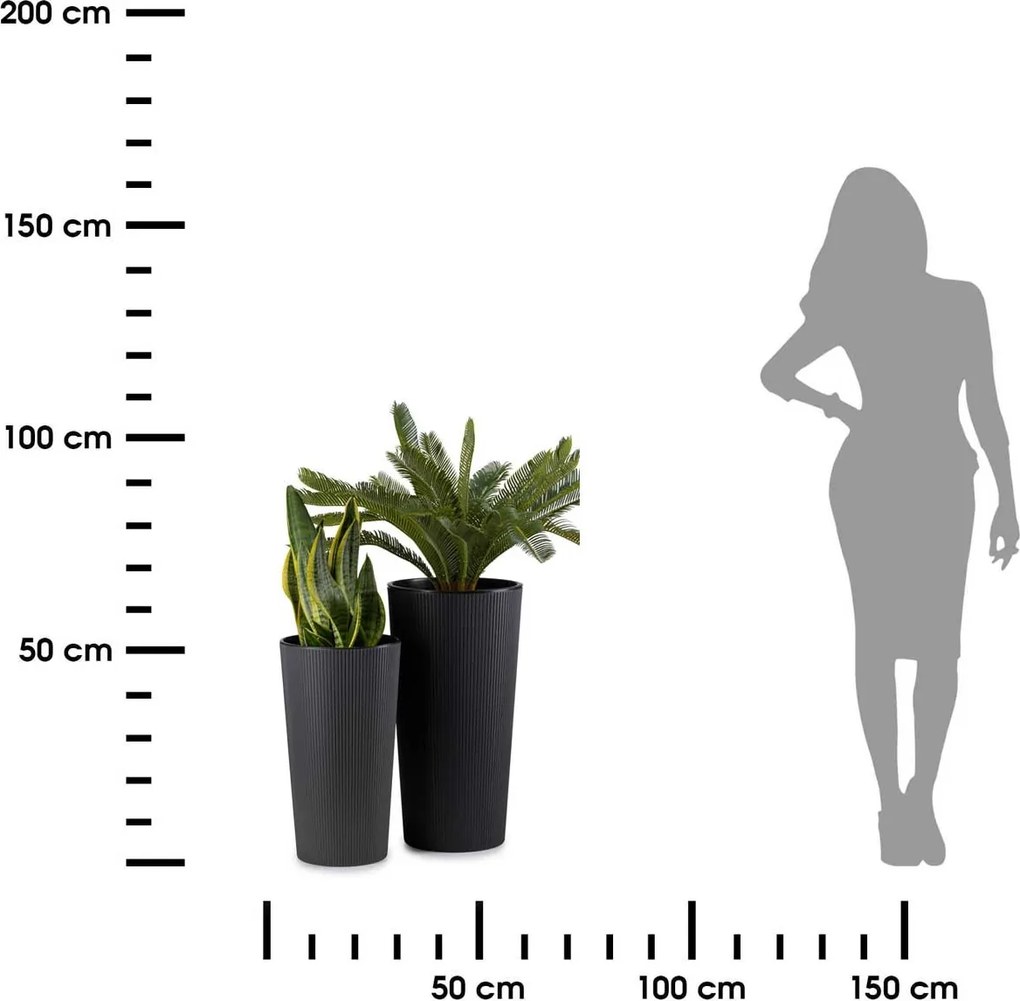 PLASTOVÝ KVETINÁČ URBANIKA ECO SADA 2KS 57X30 CM+46,6X25,5 CM ČIERNA