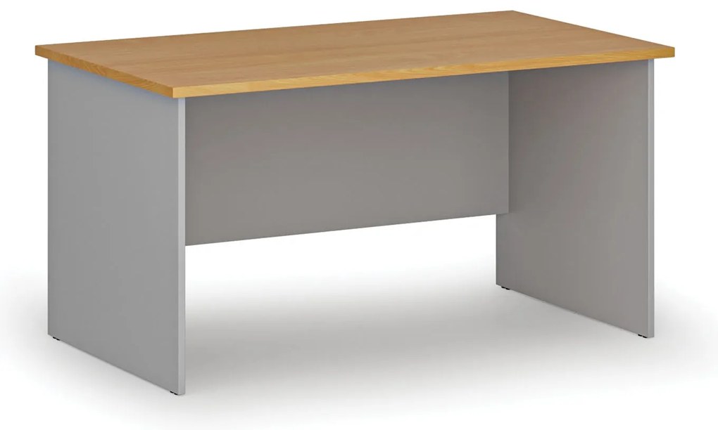 Kancelársky písací stôl PRIMO GRAY, 140x80 cm, sivá/buk