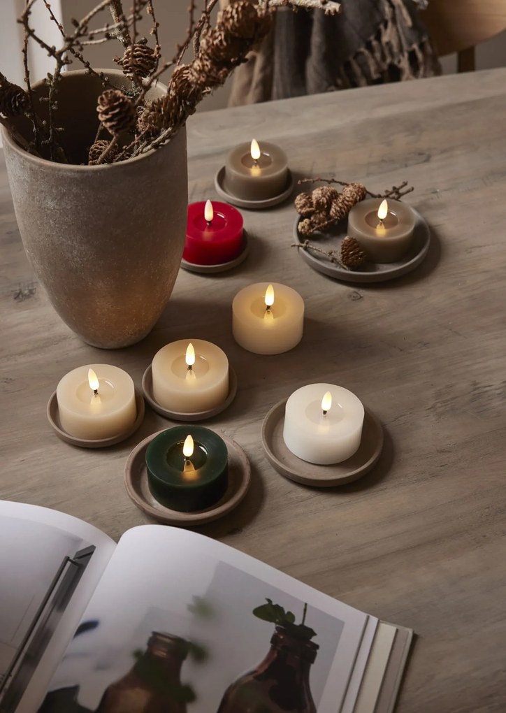 STAR TRADING Čajová LED sviečka Flamme Beige 4 cm – set 2 ks