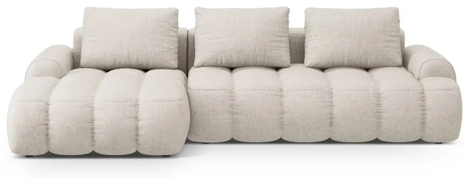 Béžová rozkladacia/s úložným priestorom rohová pohovka (ľavý roh/s leňoškou) Linz – Cosmopolitan Design