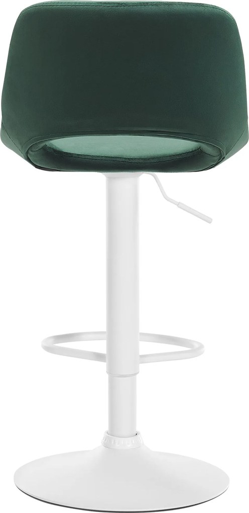 Barová stolička Camden - zamat, biely rám Zelená
