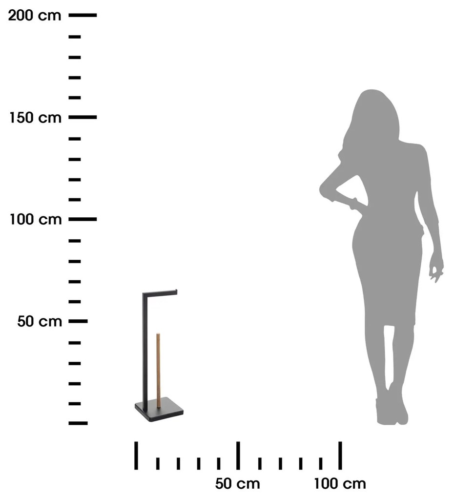 Stojan na toaletný papier Natureo, čierna/s drevenými prvkami