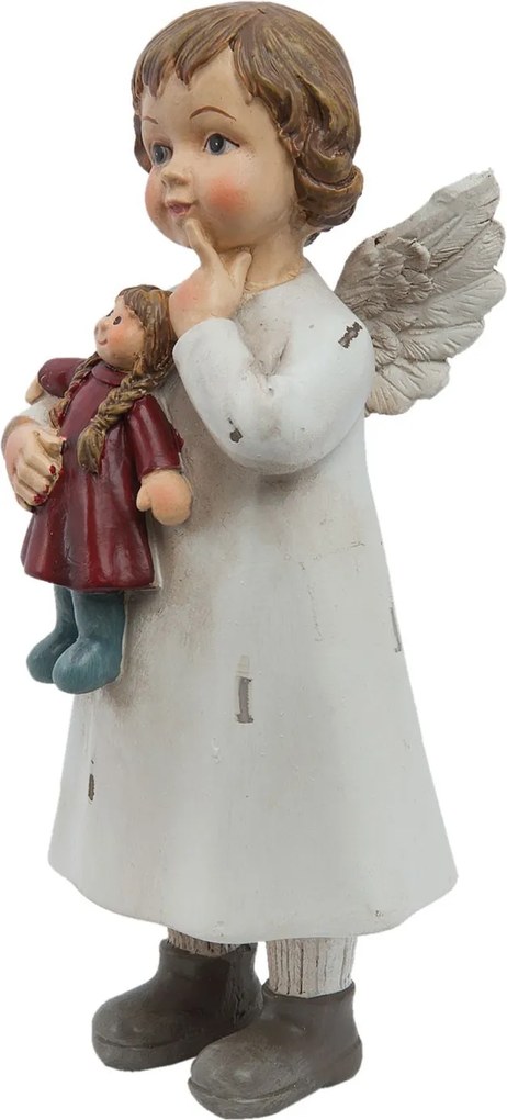 Biely anjelik s bábikou - 6 * 5 * 14 cm