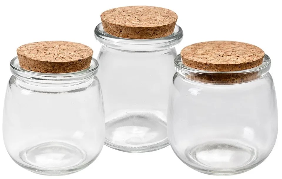 Sklenená úložná dóza s korkovým viečkom Cori - Ø 7*8 cm
