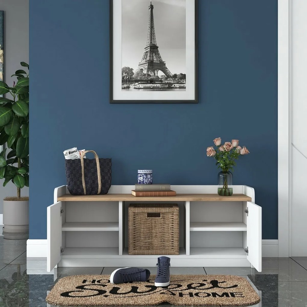 Skrinka na topánky Pilo White and Walnut