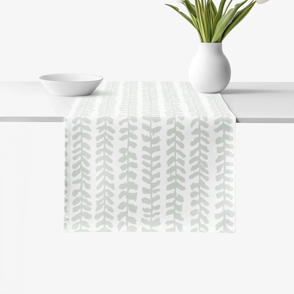 Goldea behúň na stôl 100% bavlnené plátno - skandinávske lístky 35x120 cm