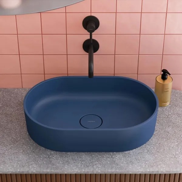 OMNIRES OVOUNMB - Umyvadlo OVO 55x36 cm dolomit/matná modrá