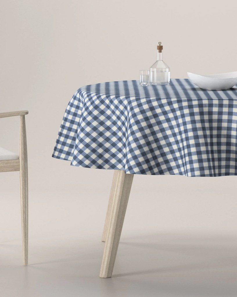 Obrus okrúhly farba produktu tmavomodrá látka vzorované
