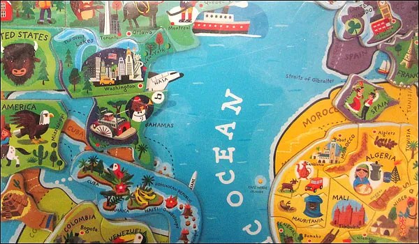 Magnetická mapa sveta - puzzle 92 magnetov - anglická verzia