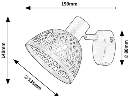 Rabalux 3133 - Nástenné bodové svietidlo RATTAN 1xE14/15W/230V ratan