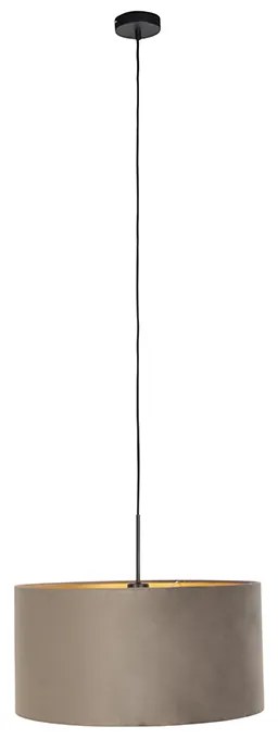 Závesné svietidlo s tienidlom z taupe zamatu so zlatom 50 cm - Combi