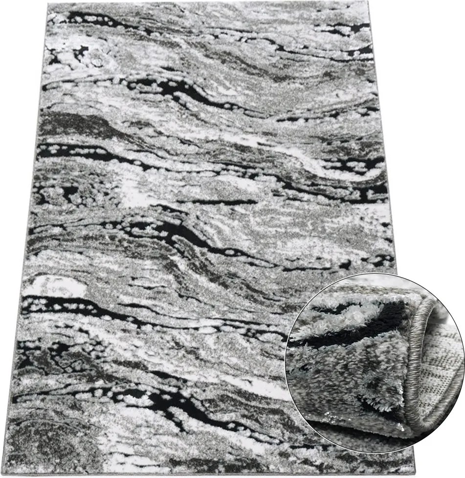 Koberec Miami Plus 0303 sivý – obdĺžnikový vzorovaný koberec Rozmer: 40x60 cm