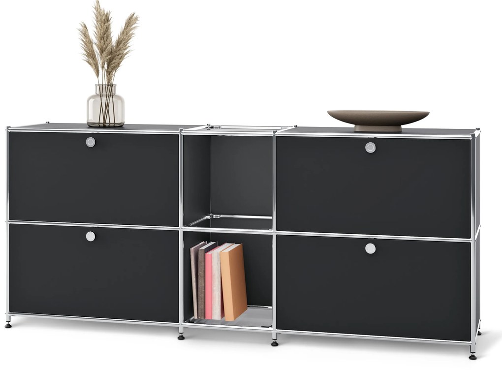 Kovová odkladacia skrinka »CN3« so 4 výklopnými priehradkami, čierna