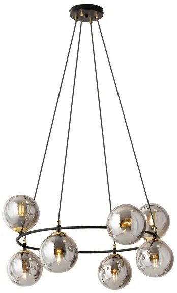 Luster na lanku AZURA 8xE14/10W/230V čierna/šedá