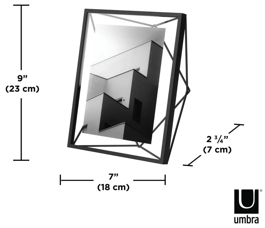 Čierny kovový rámček stojací/na stenu 23x18 cm Prisma – Umbra
