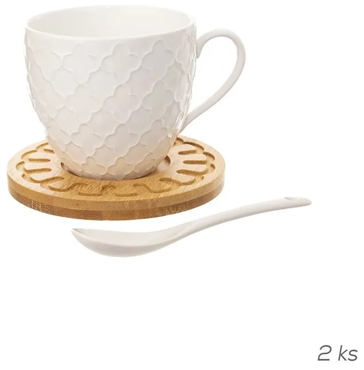 Orion Sada porcelánovej šálky s podšálkou a lyžičkou WHITELINE, 2 ks