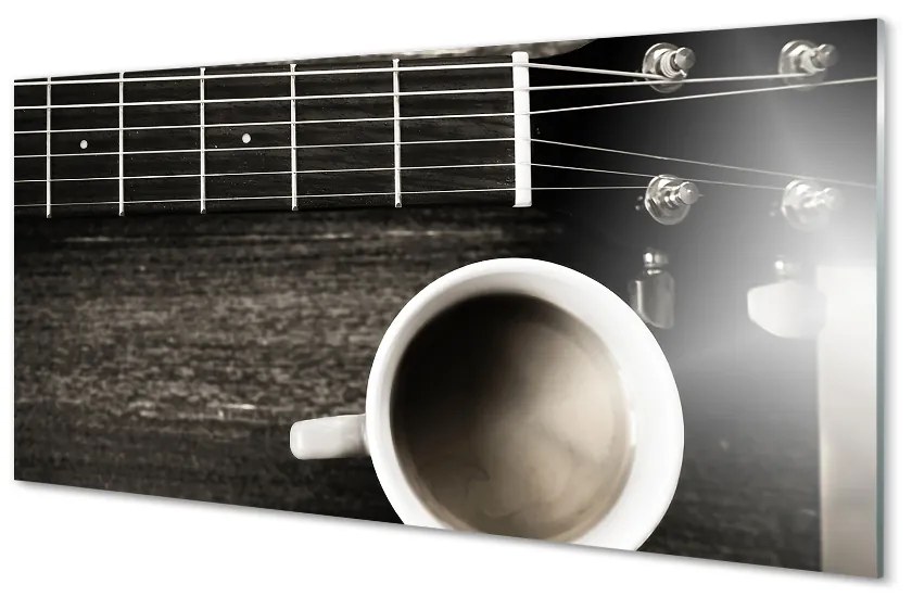Sklenený obklad do kuchyne coffee gitara 120x60 cm