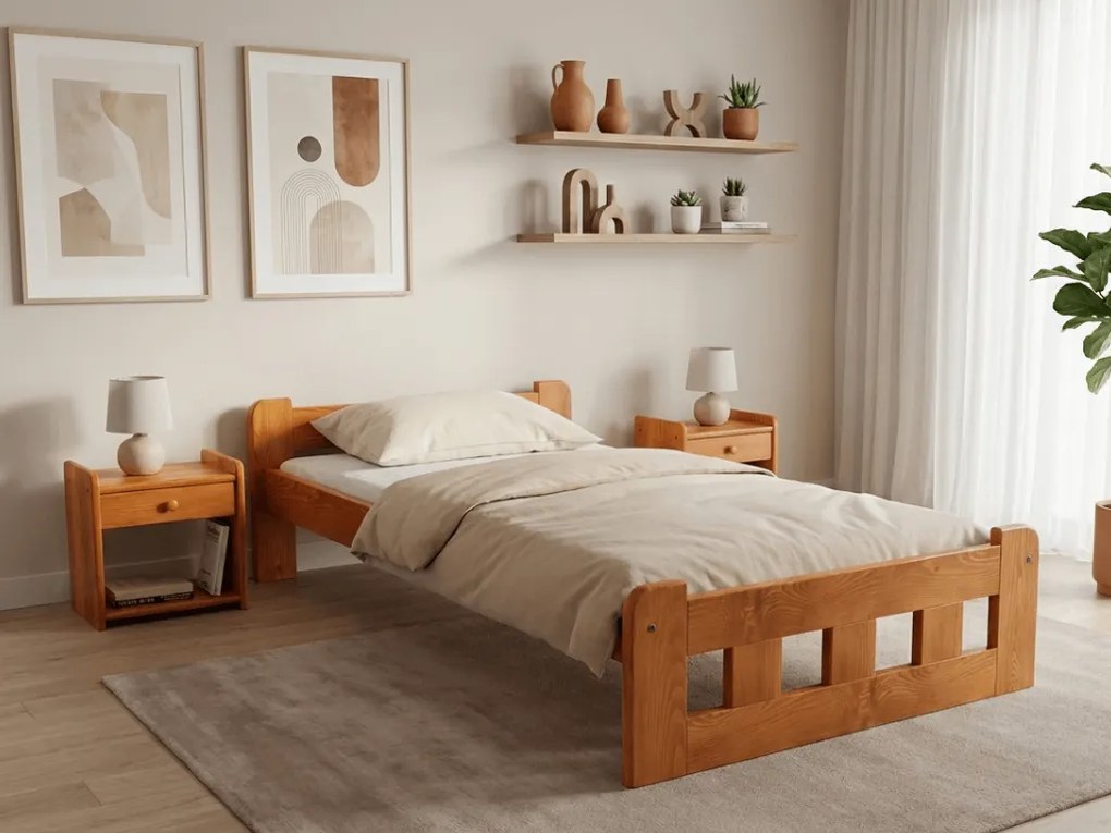 Posteľ Naomi zvýšená 90 x 200 cm, jelša Rošt: Bez roštu, Matrac: Matrac DELUXE 10 cm