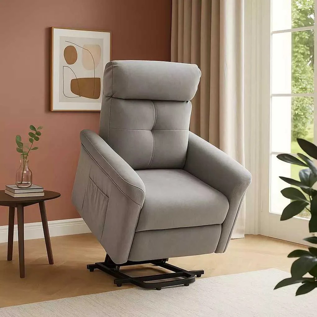 LuxuryForm DESIGN TV kreslo PEGAS s elektrickým polohovaním, masážou a výklopom - světle šedé