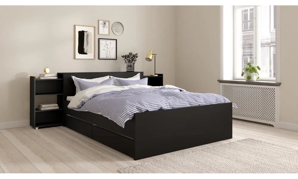 Čierne zásuvky pod posteľ v súprave 2 ks 90x190/140x190 cm Naia – Tvilum