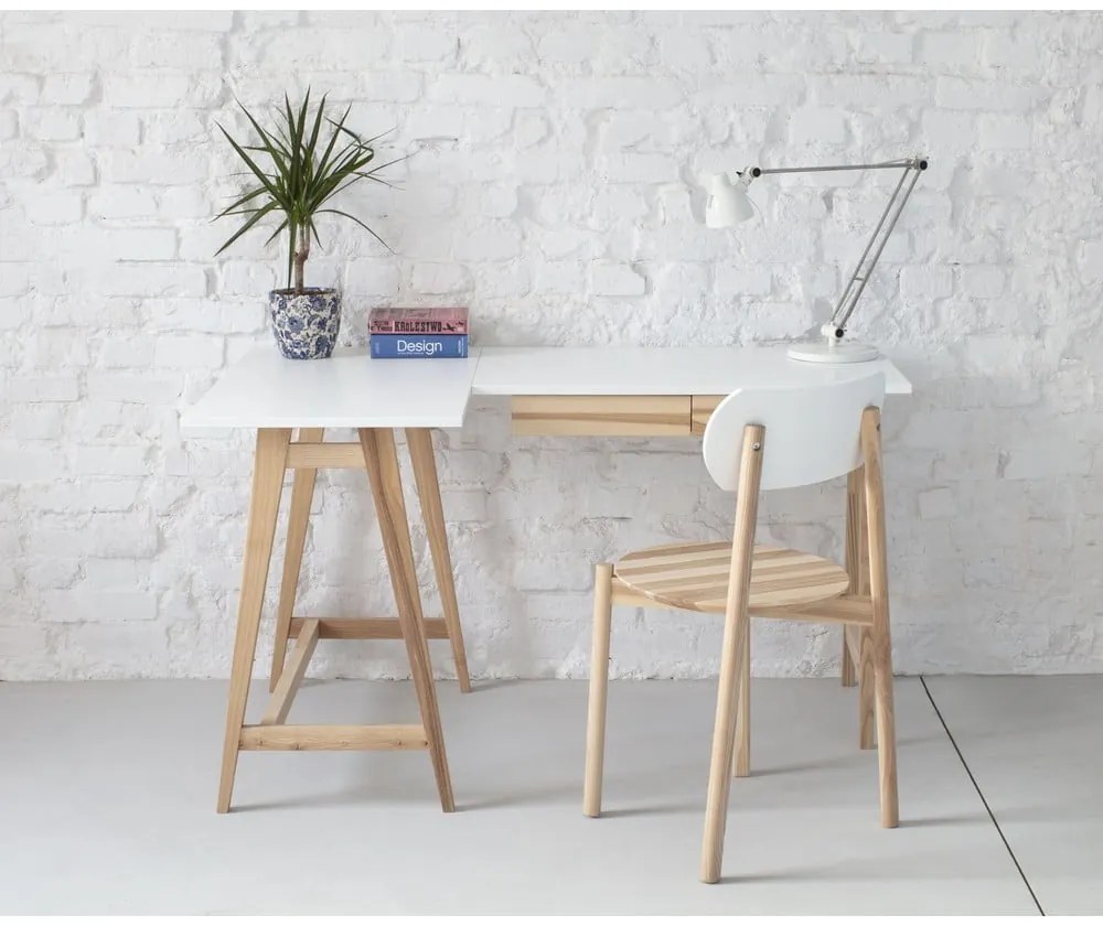 Pracovný stôl s bielou doskou 85x135 cm Luka - Ragaba