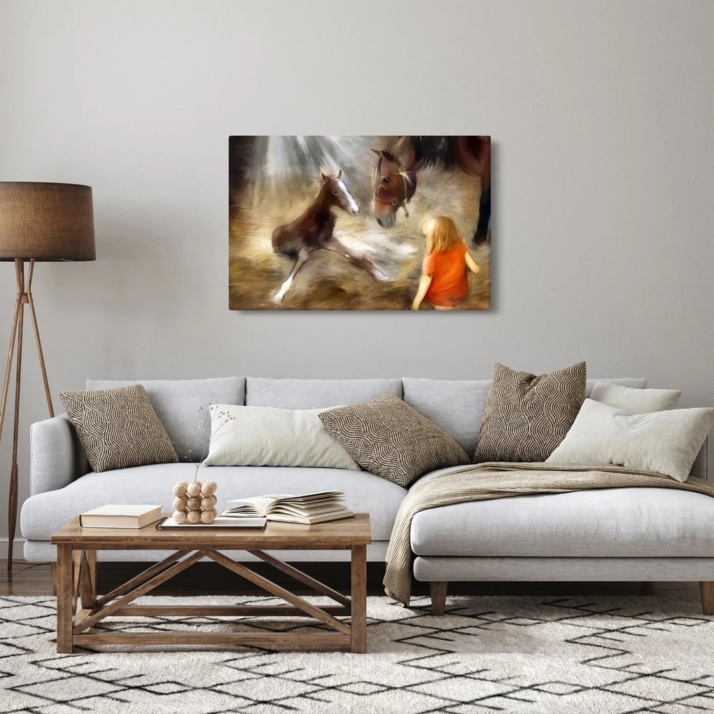Obraz - Vitaj na svete, žriebätko (90x60 cm)