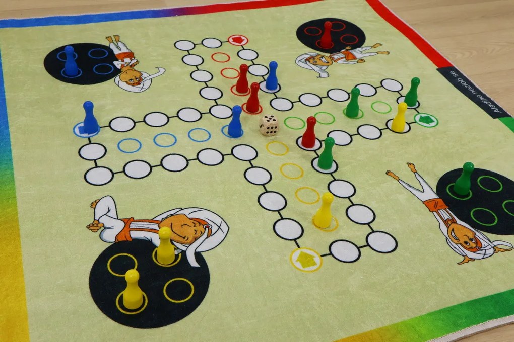 Aladinovo Človeče nehnevaj sa + figúrky a kocka, kusový koberec, 100x100, viacfarebná, detská izba, Ayyildiz