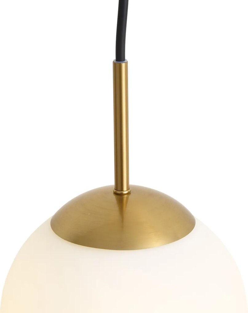 Art Deco závesná lampa zlatá s opálovým sklom IP44 - Flore